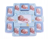 Ramki na zdjęcia - Dziecięca galeria Pierwszy roczek 13 zdjęć błękit - miniaturka - grafika 1