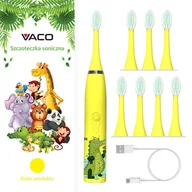 Szczoteczki do zębów dla dzieci - SZCZOTECZKA SONICZNA DLA DZIECI ELEKTRYCZNA DO ZĘBÓW VACO Soniczna szczoteczka do dziecięcych zębów Vaco + 8 wymiennych końcówek - miniaturka - grafika 1