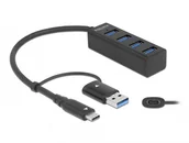 Huby USB - DeLOCK 63828 huby i koncentratory USB 3.2 Gen 1 (3.1 Gen 1) Type-A + Type-C 5000 Mbit/s Czarny - miniaturka - grafika 1
