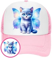 Czapki i chusty sportowe męskie - Czapka z Daszkiem Koty Kotek Kotki Różowa z Nadrukiem Siatka Bejsbolówka - miniaturka - grafika 1