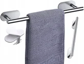 Wieszaki łazienkowe - WIESZAK ŚCIENNY NA RĘCZNIK ŁAZIENKOWY Srebrny 40CM - miniaturka - grafika 1