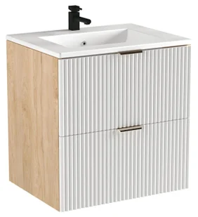 Elior Umywalka wpuszczana z szafką wiszącą biały + orzech D6-E57 - Umywalki Elior Umywalka wpuszczana z szafką wiszącą biały + orzech D6-E57 - Umywalki - miniaturka - grafika 1