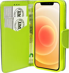 Etui książkowe Fancy na iPhone 12 Mini etui na telefon komórkowy z funkcją podstawki, miejsce na karty niebiesko-zielone - Etui i futerały do telefonów - miniaturka - grafika 1