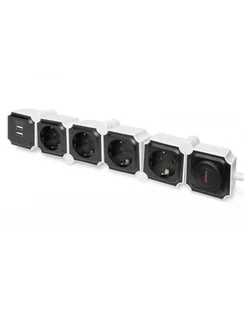 Digitus Listwa zasilająca elastyczna 4 gniazdowa 3680W/16A 2x USB (5V/2.4A) 6 modułów DA-70620 - Listwy zasilające - miniaturka - grafika 2
