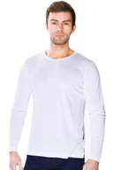 Bluzy męskie - Bluzka męska z długim rękawem Okrągły dekolt : Kolor - Biały, Rozmiar - 56/XXL - miniaturka - grafika 1