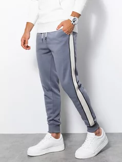 Spodnie męskie - Spodnie męskie dresowe z lampasem - jeansowe V10 P865 - grafika 1