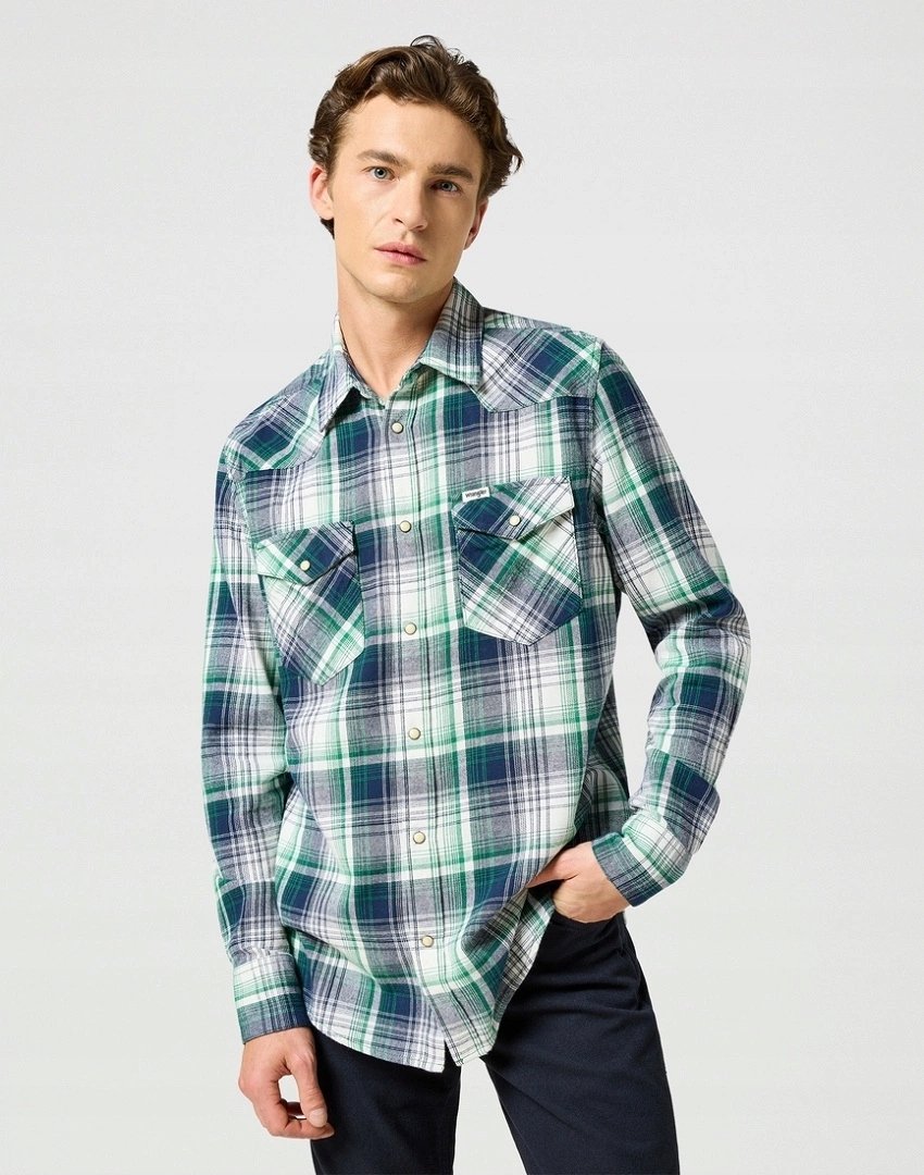 WRANGLER WESTERN SHIRT GREEN BLUE 112357242 L