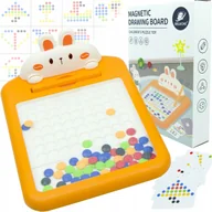 Układanki dla dzieci - TABLICA MAGNETYCZNA KRÓLIK UKŁADANKA KROPKI DŁUGOPIS 16 SZABLONÓW - miniaturka - grafika 1