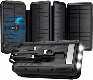 Powerbank Solar 30000 22,5w Ład Bezprzewodowe Indukcja Latarka 5xusb Usb-c - Latarki - miniaturka - grafika 1