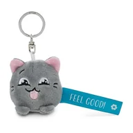 Plecaki - Breloczek kot „Feel Good!” 5cm - szary - Lojalny towarzysz dla wszystkich grup wiekowych z karabińczykiem, idealny do plecaka, torby, smyczy lub kluczy 62057 - miniaturka - grafika 1