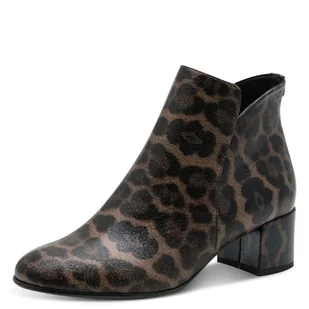 Tamaris Damskie botki na obcasie 1-25354-43, w panterkę, 41 EU, Leopard, 41 EU - Botki damskie - miniaturka - grafika 1