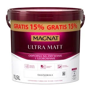 Farba MAGNAT Ultra Matt biały 11,5 l - Farby wewnętrzne - miniaturka - grafika 1
