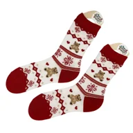 Skarpetki damskie - Skarpetki termiczne ciepłe bawełna zimowe wzory gwiazdki misie 35-39 - miniaturka - grafika 1