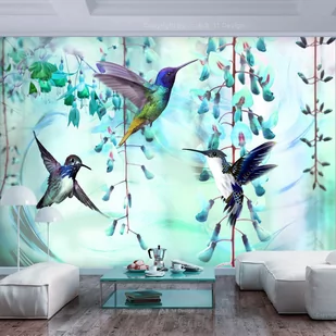 Fototapeta samoprzylepna - Latające kolibry (zielony) (rozmiar 98x70) - Fototapety - miniaturka - grafika 1