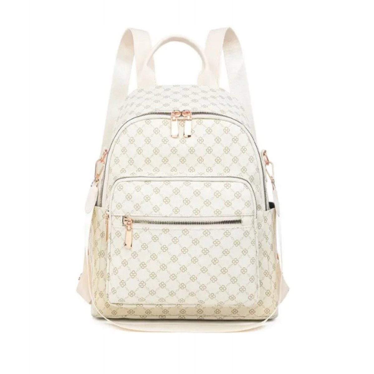 PLECAK DAMSKI MODNY MIEJSKI ELEGANCKI STYLOWY DO PRACY BEŻOWY POJEMNY