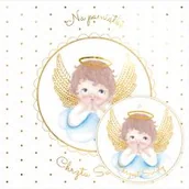 Kartki okolicznościowe i zaproszenia - Karnet KW Chrzest Aniołek na chmurce - Henry - miniaturka - grafika 1