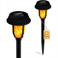 Lampy ogrodowe - Lampa Solarna Ogrodowa LED Wbijana Pochodnia 40cm IP44 Czujnik Zmierzchu - miniaturka - grafika 1