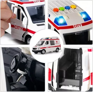 Autko AMBULANS światło dźwięk odgłosy otwierane drzwi - Samochody i pojazdy dla dzieci - miniaturka - grafika 4