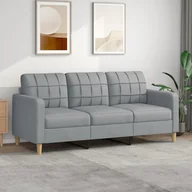 Sofy i kanapy - vidaXL Sofa 3-osobowa, jasnoszara, 180 cm, tapicerowana tkaniną - miniaturka - grafika 1