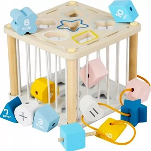 Sorter Kostka Edukacyjna Drewniana Sensoryczna Montessori 12 Klocków - Zabawki interaktywne dla dzieci - miniaturka - grafika 1