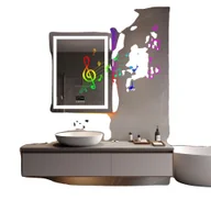 Lustra - Lustro łazienkowe RGB, regulowane oświetlenie, zintegrowany głośnik Bluetooth, lustro łazienkoweŚwiatła LEDNuty muzycznedrzewko ozdobne - miniaturka - grafika 1