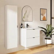 Szafki łazienkowe - Słupek łazienkowy wiszący, w paski – biały matowy – wys. 140 cm – ZEVINI - miniaturka - grafika 1