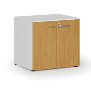 Szafa biurowa z drzwiami PRIMO WHITE, 735 x 800 x 640 mm, biały/buk - Szafy biurowe - miniaturka - grafika 1