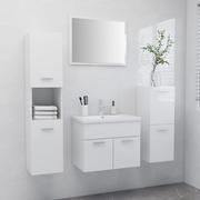 Meble łazienkowe - Lumarko Zestaw mebli łazienkowych, wysoki połysk, biały, płyta wiórowa - miniaturka - grafika 1