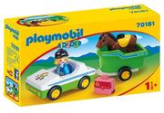 Klocki - Playmobil 1.2.3 Car with horse trailer 70181 - miniaturka - grafika 1