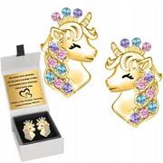 Biżuteria dla dzieci - Złote Kolczyki Jednorożce Dla Dziewczynki Grawer - miniaturka - grafika 1