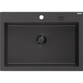 Zlewozmywaki - Mexen Elix zlewozmywak granitowy 1-komorowy 700 x 500 mm, czarny nakrapiany, syfon czarny - 6526701005-76-B - miniaturka - grafika 1