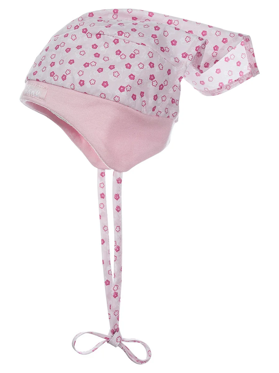 Dziewczęca czapka z chustą w kwiatki jasnoróżowa Doll r.41