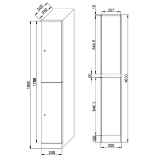 Szafka ubraniowa ze schowkami, 2 schowki, 1850 x 300 x 500 mm, zamek z czytnikiem kart RFID, drzwi laminowane, dąb naturalny - Szafki biurowe - miniaturka - grafika 2