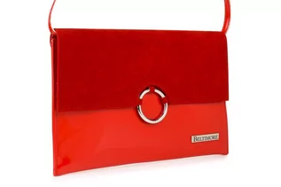 Torebki damskie - Czerwona oryginalna damska torebka kopertówka na pasku usztywniana czerwony - grafika 1