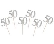 Urodziny dla dorosłych - Godan Karteczki na piku pikery na 50 urodziny srebrne 6szt QT-P50S QT-P50S - miniaturka - grafika 1