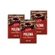 Dodatki do ciast w proszku - Delecta Polewa smak ciemnej czekolady Zestaw 3 x 100 g - miniaturka - grafika 1