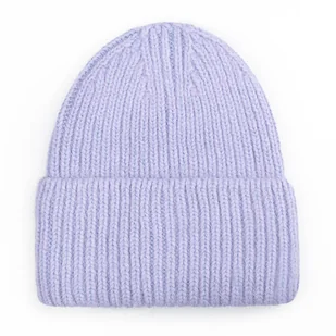 Czapka Beanie Damska Wełniana Wełna Zimowa Na Zimę 60% Angora Fioletowa - Czapki damskie - miniaturka - grafika 1