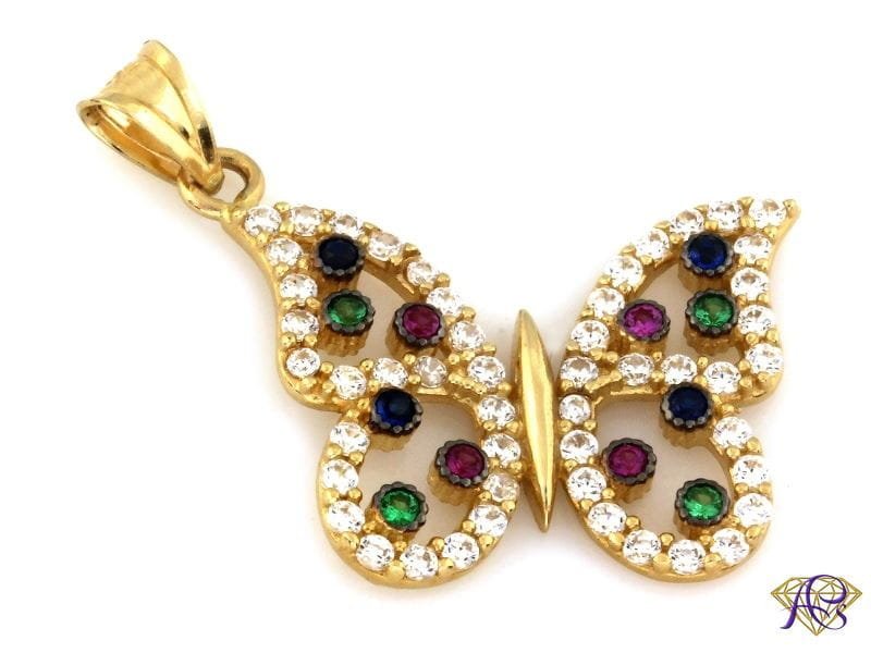 Złota zawieszka Au 585 motyl z cyrkoniami