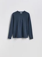 Koszulki męskie - Reserved - Longsleeve regular - granatowy - miniaturka - grafika 1