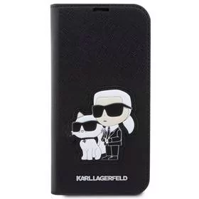 Karl Lagerfeld Pokrowiec PU Saffiano Karl and Choupette NFT Book na iPhone 14 Pro KLBKP14LSANKCPK Czarne - Etui i futerały do telefonów - miniaturka - grafika 1