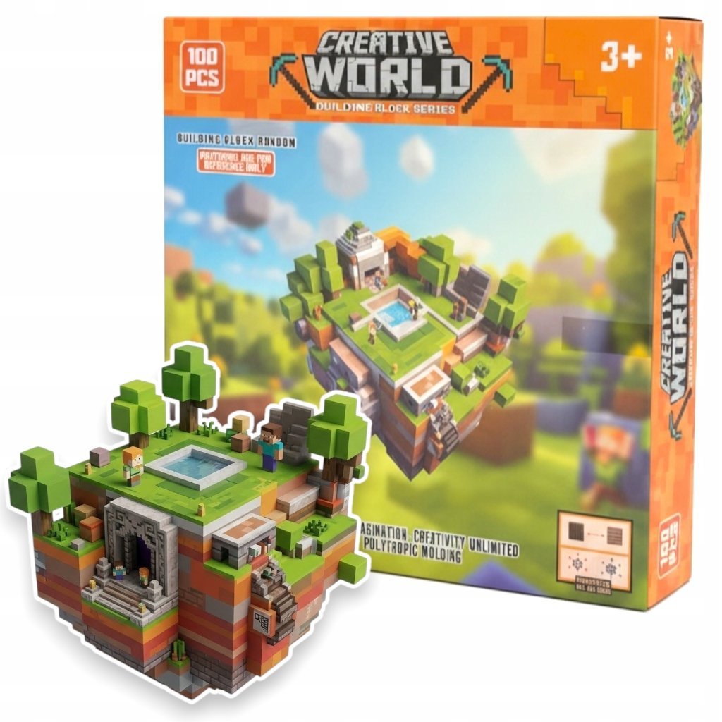Klocki magnetyczne 100 el. Świat Creative World – zestaw XXL Minecraft