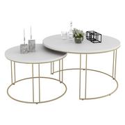 Ławy i stoliki kawowe - Komplet dwóch stolików kawowych glamour złoty + biały - Olona 3X - miniaturka - grafika 1