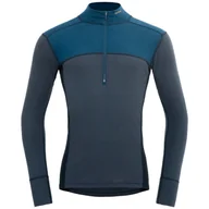 Koszulki sportowe męskie - Męska koszulka Devold Lauparen Merino 190 Zip Neck Man Rozmiar: XL / Kolor: ciemnoniebieski - miniaturka - grafika 1