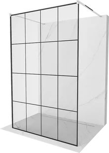 Mexen Kioto ścianka prysznicowa wolnostojąca Walk-in 160 x 200 cm, transparent/czarny wzór 8 mm, chrom - 800-160-002-01-77 - Ścianki i drzwi prysznicowe - miniaturka - grafika 1