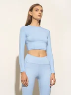 Koszulki sportowe damskie - Damski longsleeve treningowy crop-top 4F X AL 4FSS22TFLOF014 - miniaturka - grafika 1