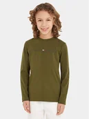 Bluzki damskie - Tommy Hilfiger Bluzka Essential KS0KS00202 Zielony Regular Fit - miniaturka - grafika 1