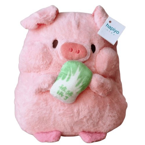 Maskotka pluszak świnka kulka prosiak z kapustą 33 cm