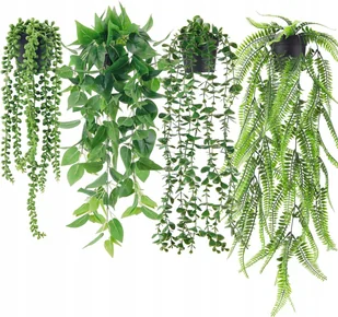 Sztuczne Kwiaty Kwietnik Wiszące Rośliny Bluszcz Paproć Ozdoba Ścienna - Sztuczne kwiaty - miniaturka - grafika 1