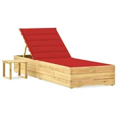 Leżaki ogrodowe - vidaXL Leżak ogrodowy ze stolikiem i poduszką, impregnowana sosna! 3065930 - miniaturka - grafika 1