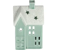 Ozdoby bożonarodzeniowe - Porcelanowy domek na świeczkę 11,1 cm miętowy - miniaturka - grafika 1
